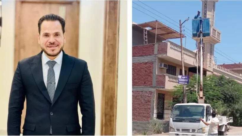 المهندس إيهاب عبد الحليم يساهم بـ30 كشاف إنارة في شبرا بخوم